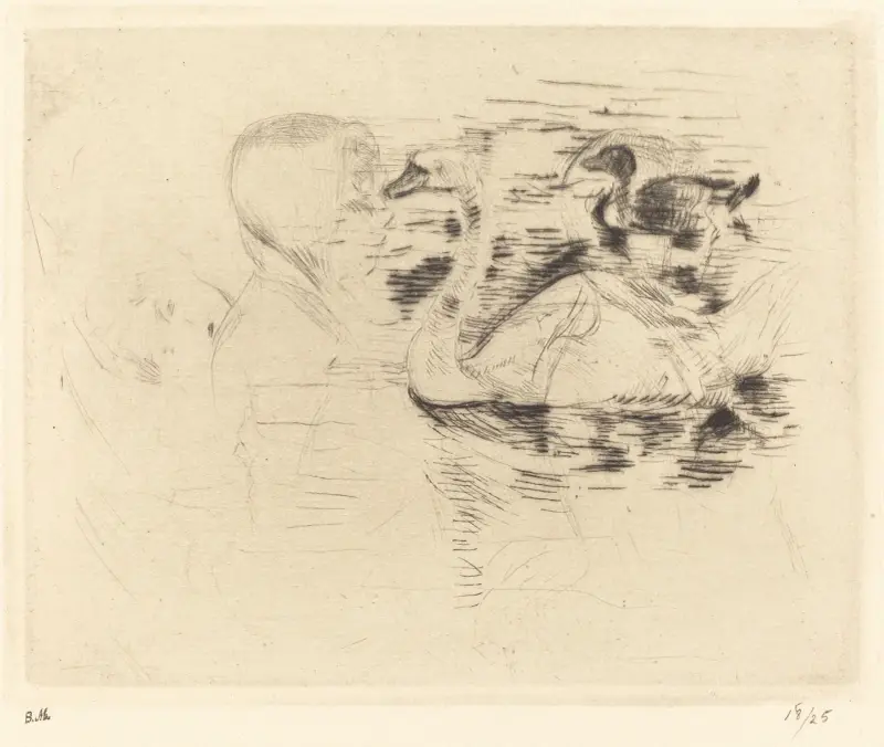 Swans at Stagnant Water av Berthe Morisot