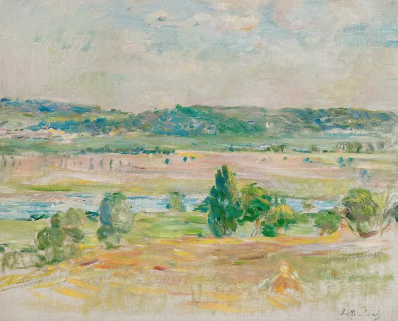 Vue de la Seine à Mézy av Berthe Morisot