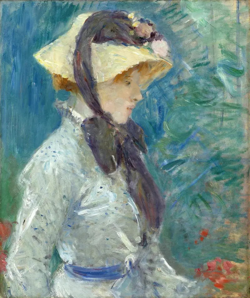 Ung kvinna med halmhatt av Berthe Morisot