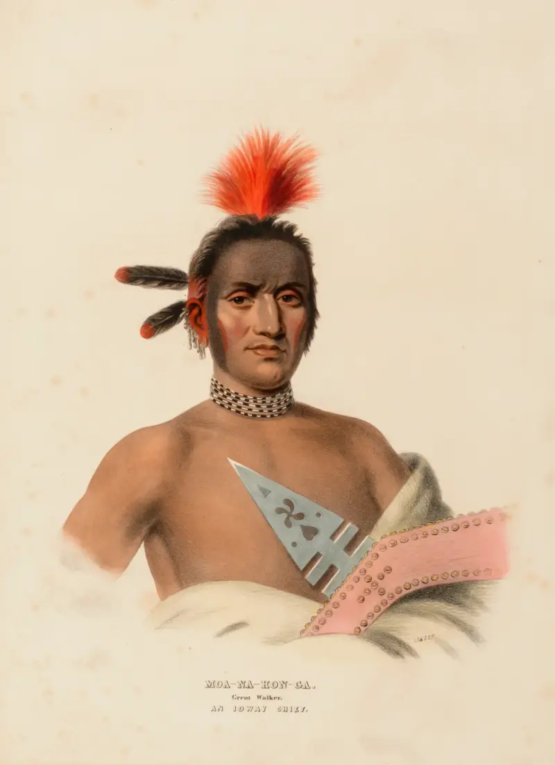 Moa-Na-Hon-Ga. Great Walker. An Ioway Chief av Charles Bird King