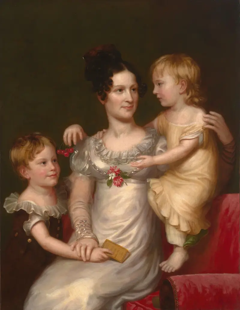 Sarah Weston Seaton with her Children Augustine and Julia av Charles Bird King