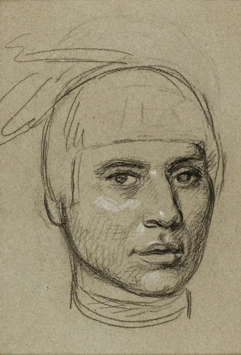 Studie till porträtt av Chippewa-hövdingen No-Tin av Charles Bird King