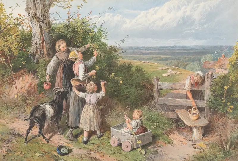 Brombeerpflücken von Myles Birket Foster