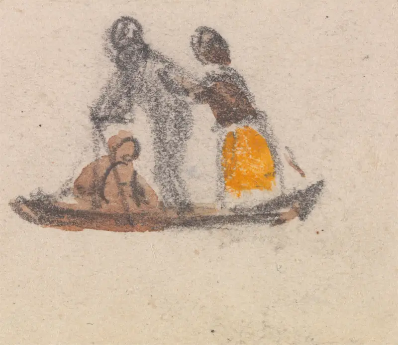 En av en grupp om tre studier av gondoler – nr 2 av Myles Birket Foster