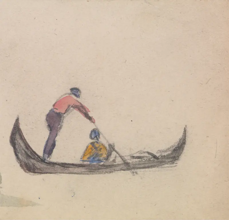 En av en grupp om tre studier av gondoler – nr 1 av Myles Birket Foster