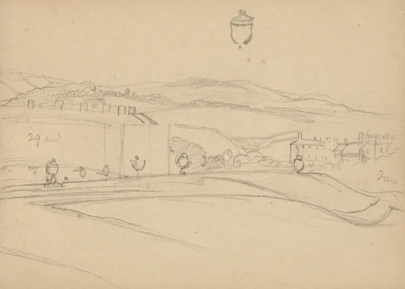 Widok topograficzny miasta i otaczającego krajobrazu, Myles Birket Foster