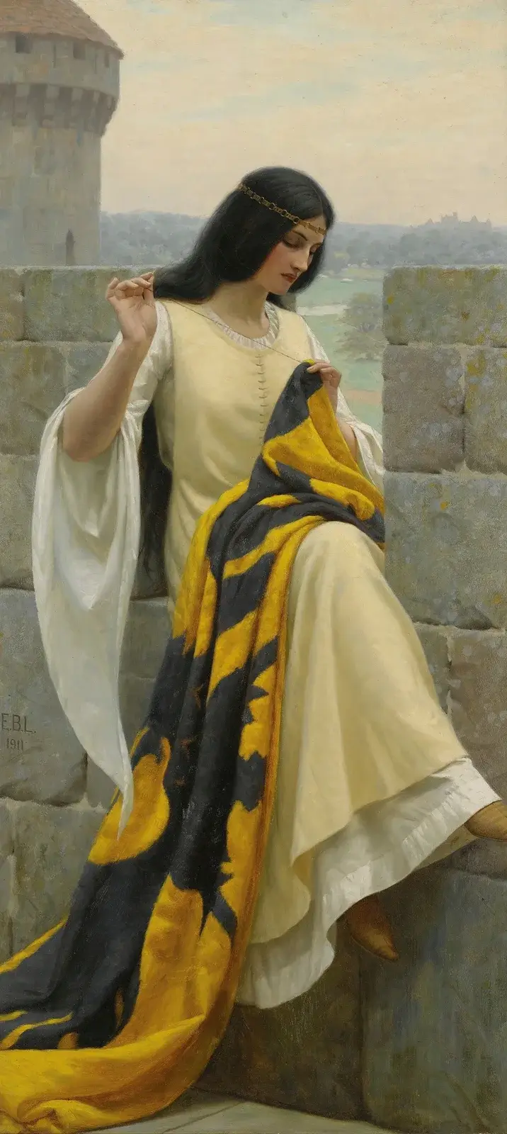 Švadlena u praporu, Edmund Blair Leighton
