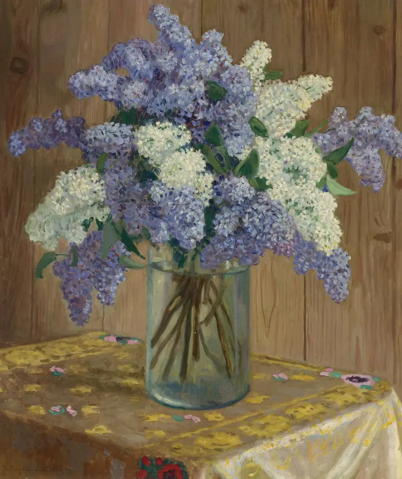 Still Life With Lilacs av Nikolai Bogdanov-Belsky