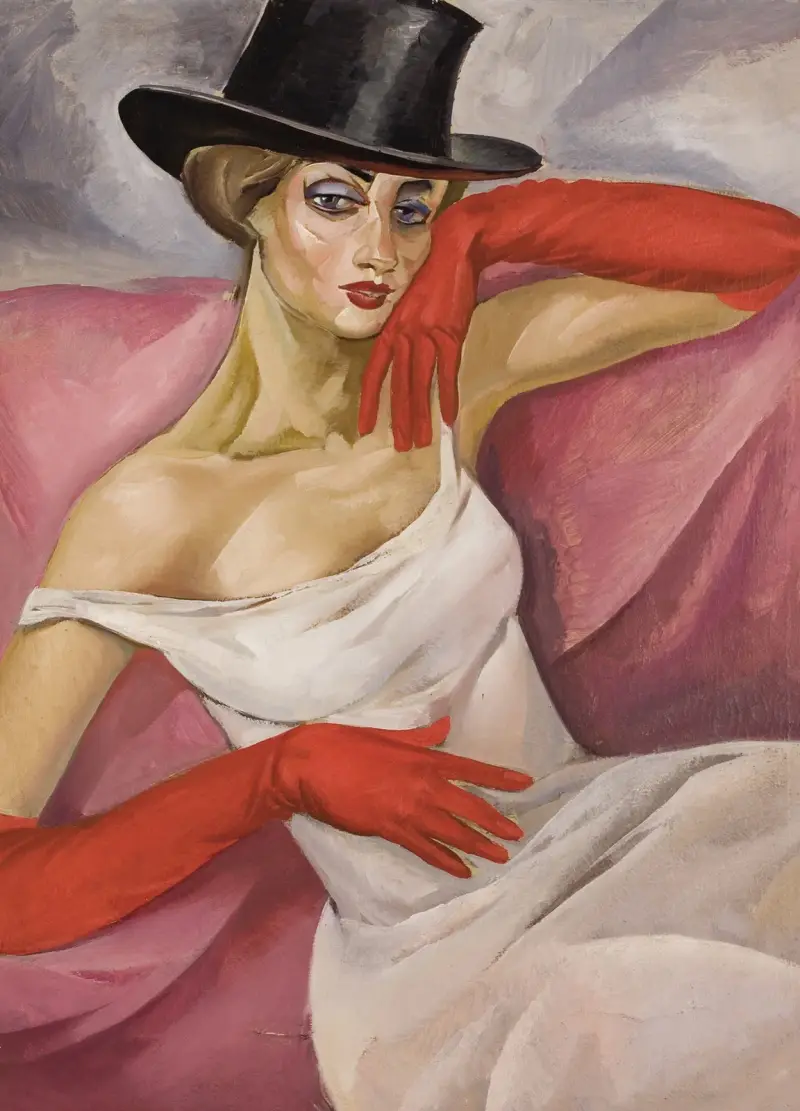 Dame mit hohem Hut von Boris Grigoriev