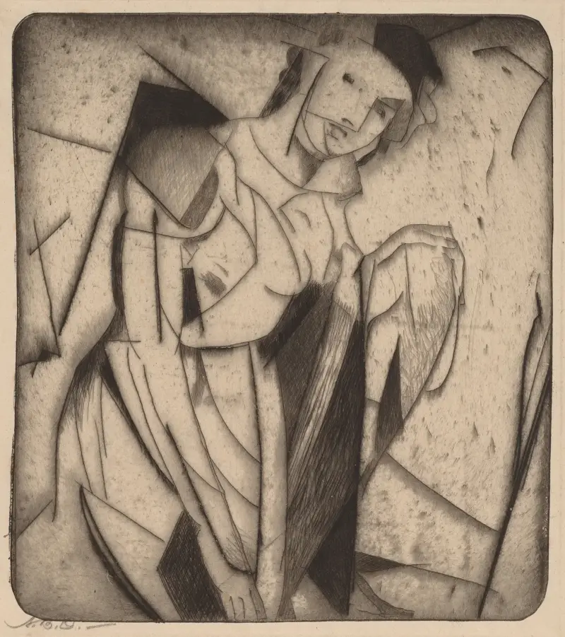 Figur i glas av Arthur Bowen Davies
