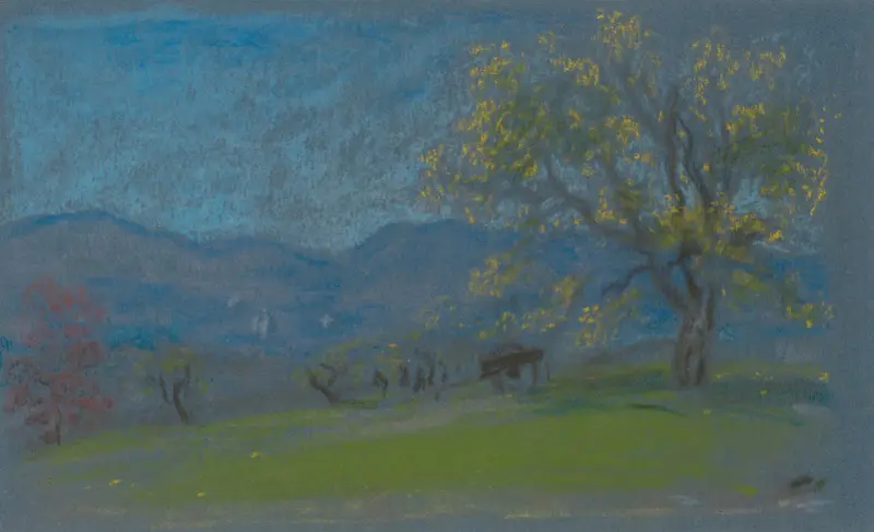 Landschaft mit gelbem Baum von Arthur Bowen Davies