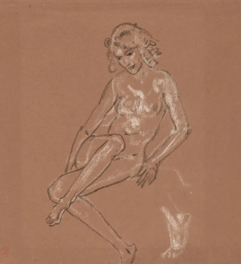 Sittande naken och en fot av Arthur Bowen Davies