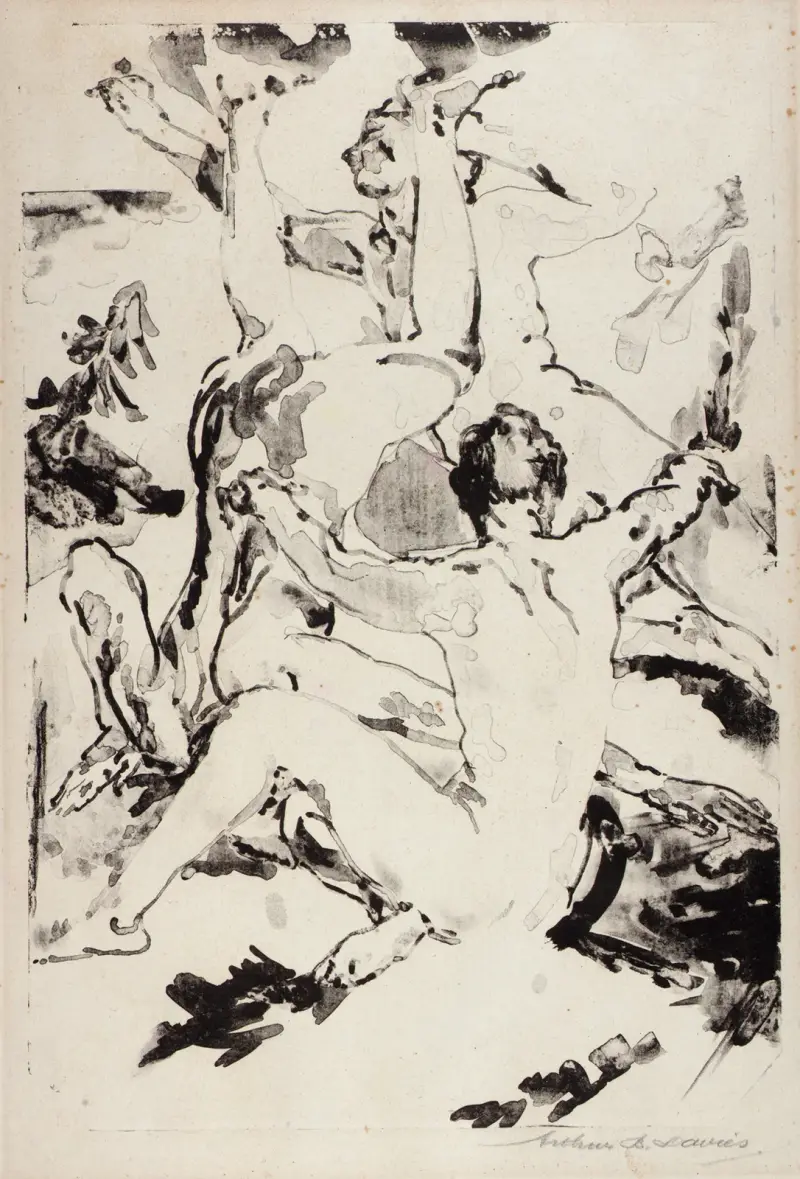 Tre akrobater av Arthur Bowen Davies