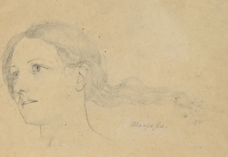 Study for The Judgment of Jupiter (Marpessa, head, hair streaming behind her av Samuel Finley Breese Morse