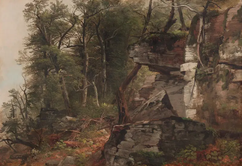 Bäume auf einem steinigen Hügel von Asher Brown Durand