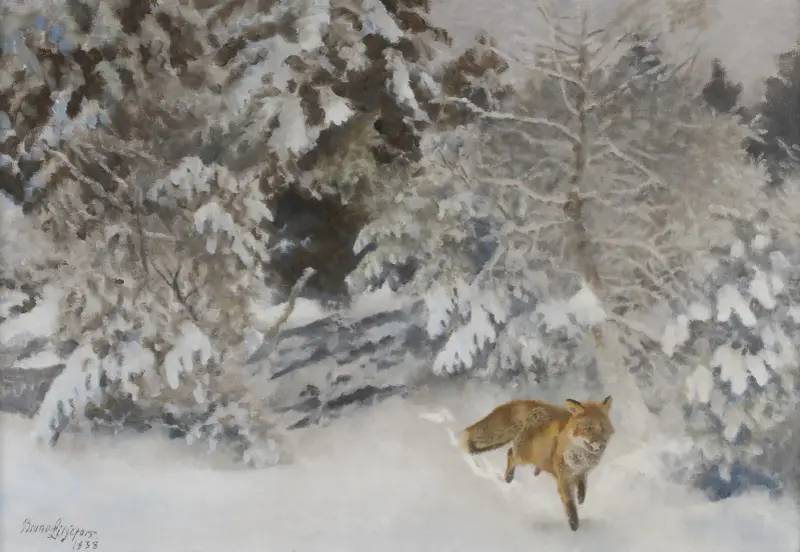 Fuchs in Winterlandschaft von Bruno Liljefors