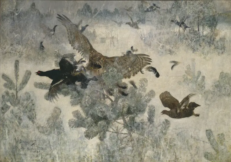 Habicht und Birkhahn von Bruno Liljefors