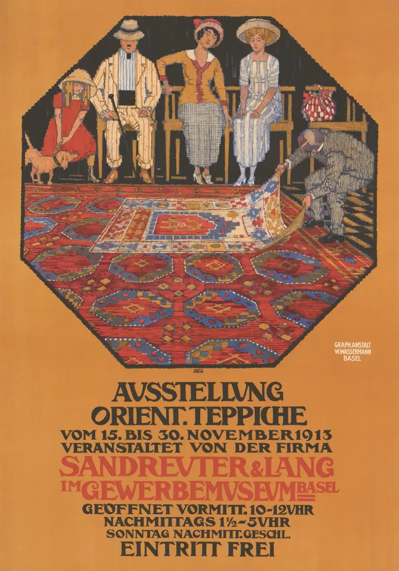 Orientutställning. Mattor – anordnad av firman Sandreuter & Lang – i Gewerbemuseum av Burkhard Mangold