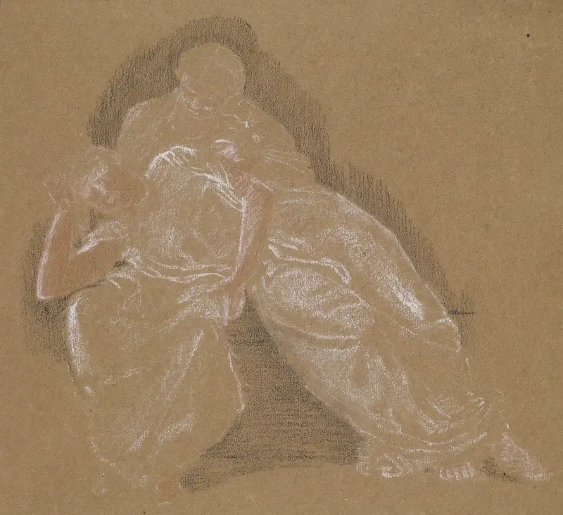 Female – Drapery Study of Two Seated Figures av Sir Edward Coley Burne-Jones
