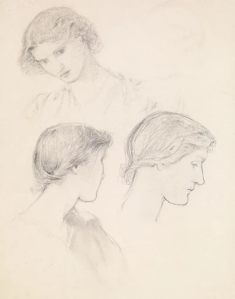 Female – Head Study of a Girl (Three Studies) av Sir Edward Coley Burne-Jones