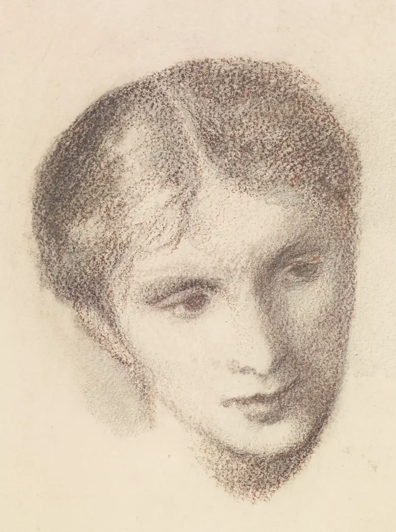 Female – Head Study of a Woman – nr 2 av Sir Edward Coley Burne-Jones