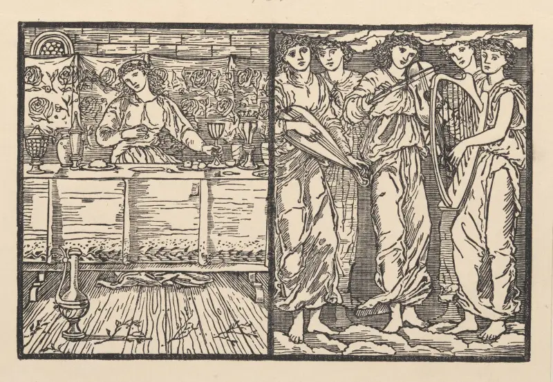 Psyche at the feast; The invisible musicians av Sir Edward Coley Burne-Jones
