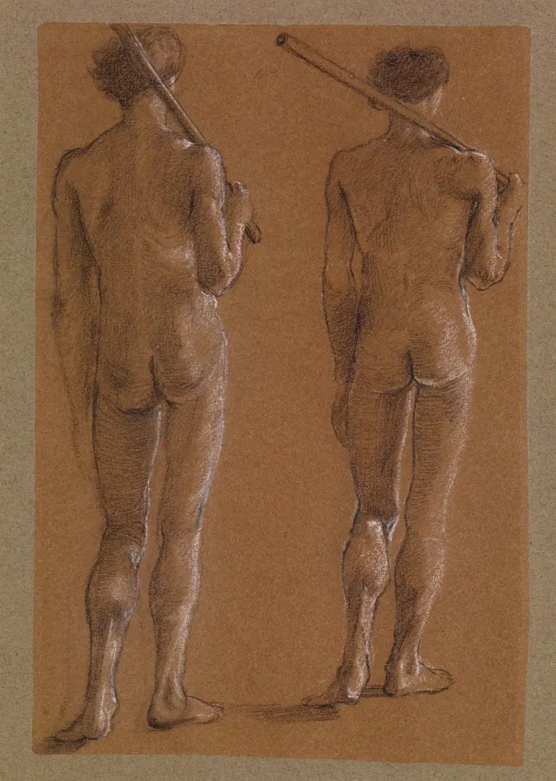 St George Series – Male Nude – Studies of two Soldiers for ‘The Princess led to the Dragon’ av Sir Edward Coley Burne-Jones