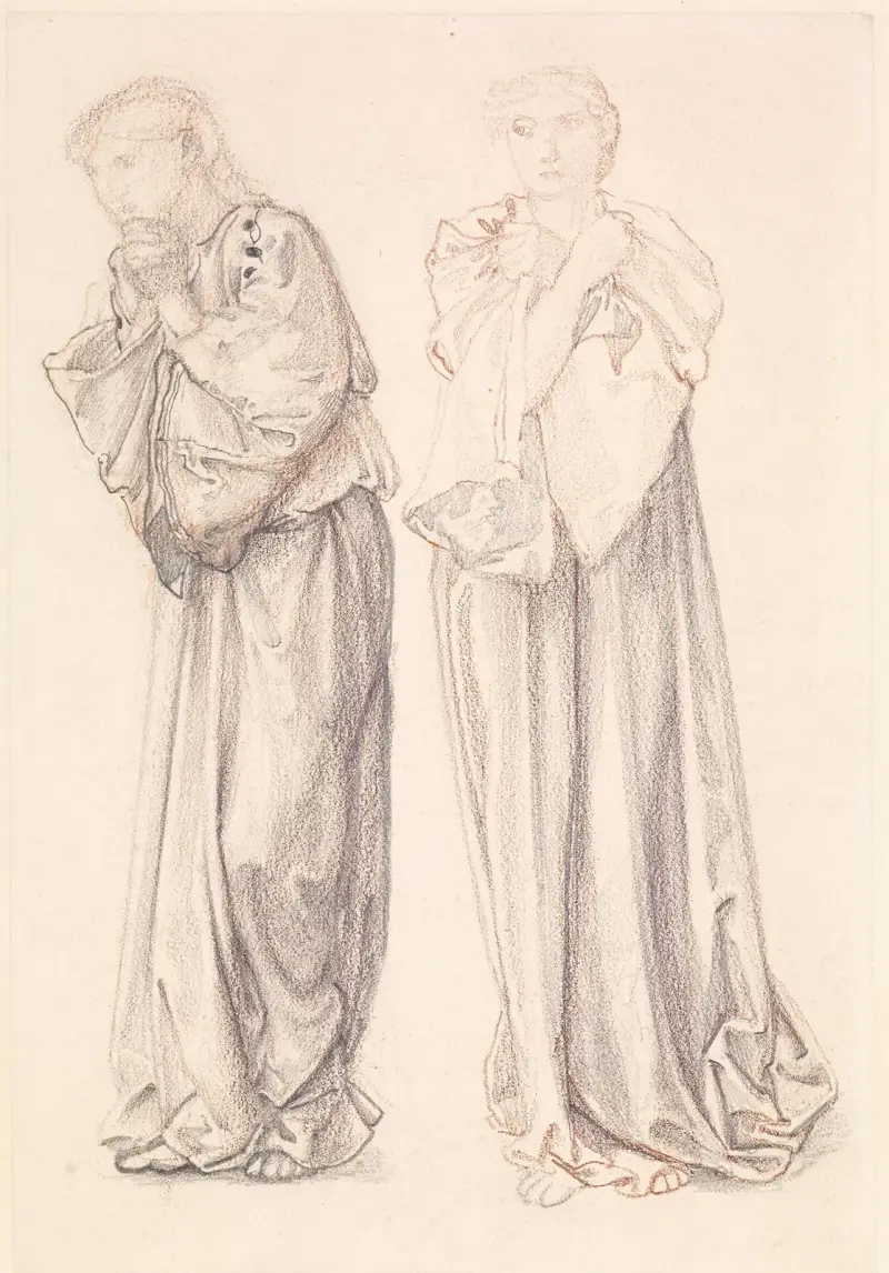 St George Series – Two Studies of Female Attendants for ‘The Princess draws the fatal Lot’ av Sir Edward Coley Burne-Jones