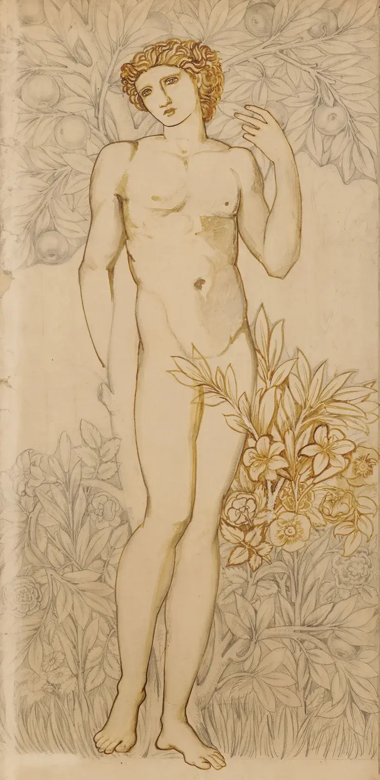 Hierarkins änglar – Manlig nakenstudie – Imago Dei 'I Guds avbild – Adam' av Sir Edward Coley Burne-Jones