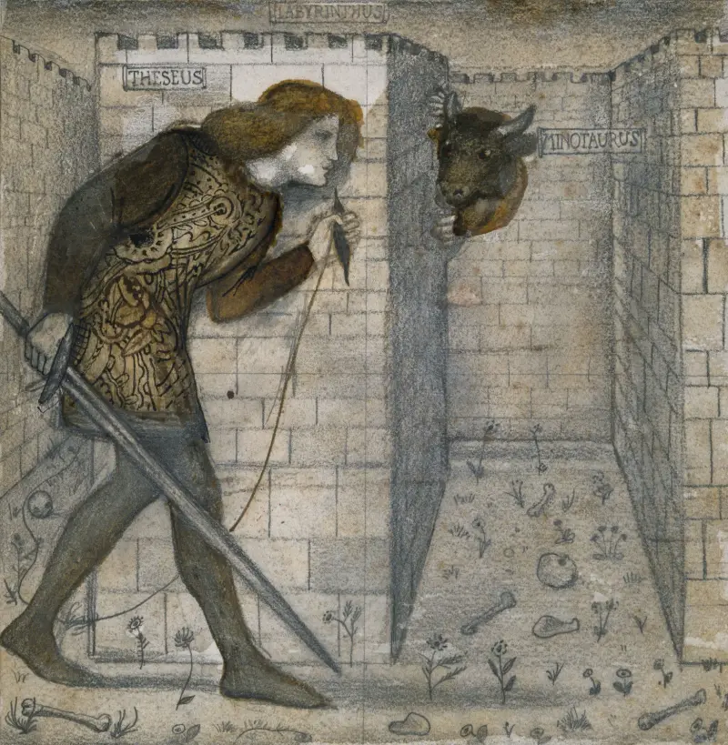 Theseus and the Minotaur in the Labyrinth av Sir Edward Coley Burne-Jones