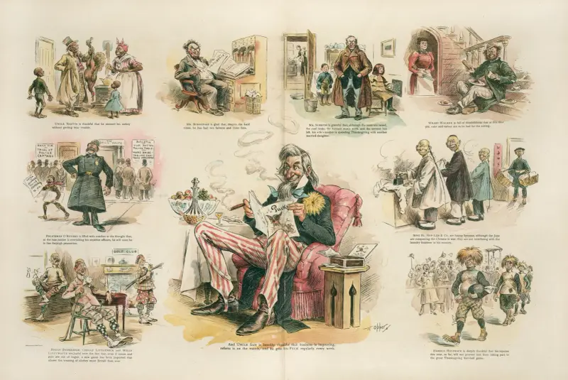 The glad Thanksgiving of some personages from Puck’s pages av Frederick Burr Opper