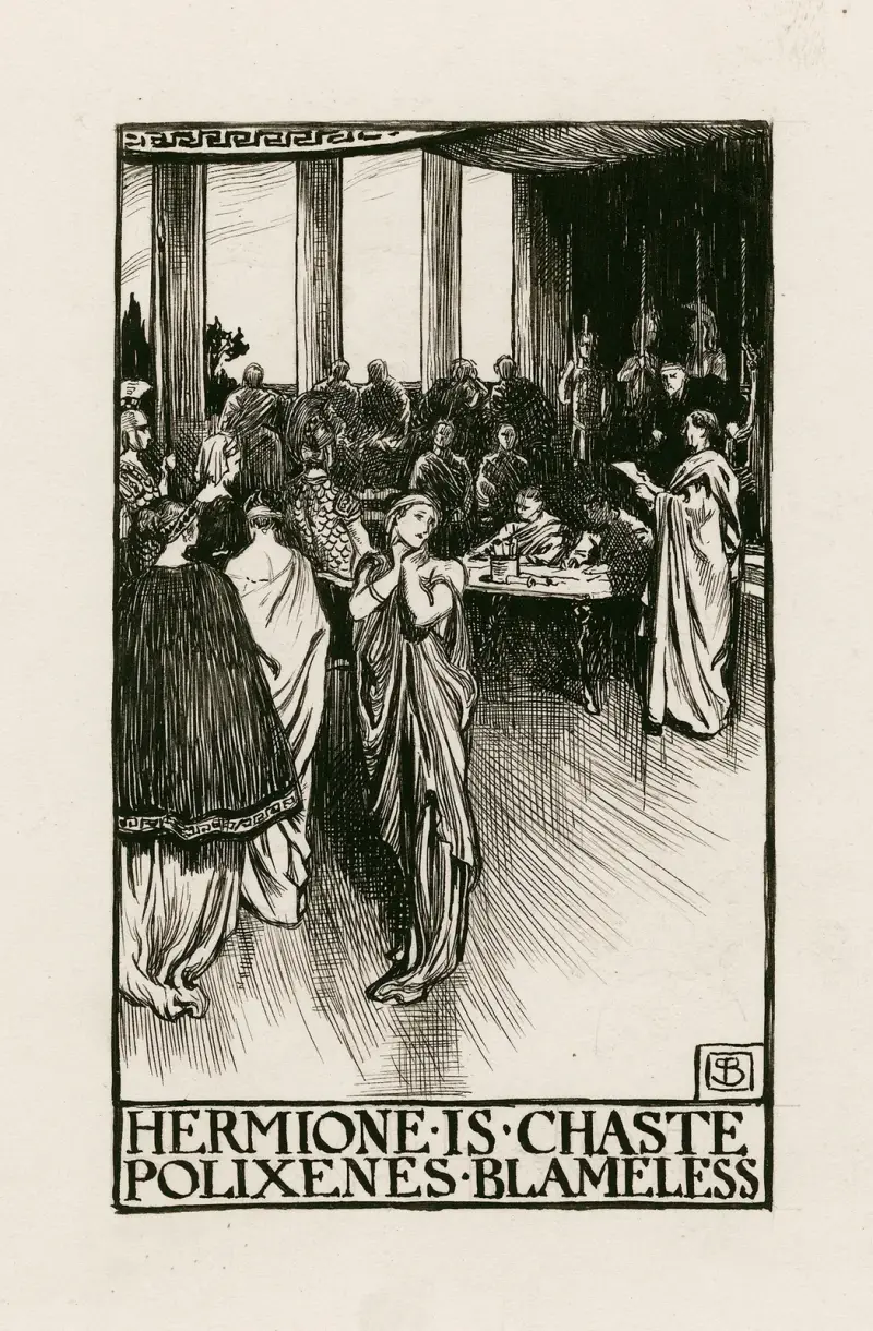En vintersaga; Hermione är kysk, Polixenes oskyldig av Byam Shaw