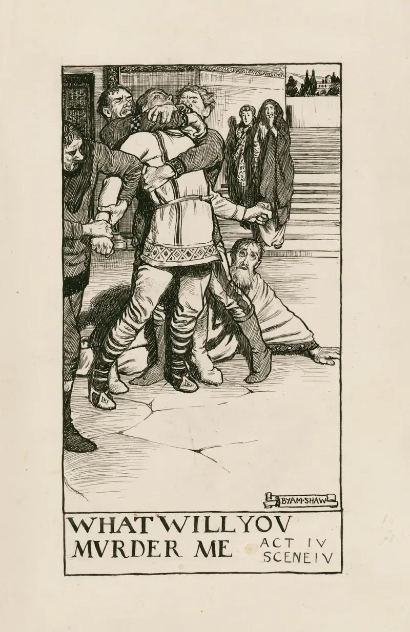 Comedy of errors; What will you muder me Act IV Scene IV av Byam Shaw