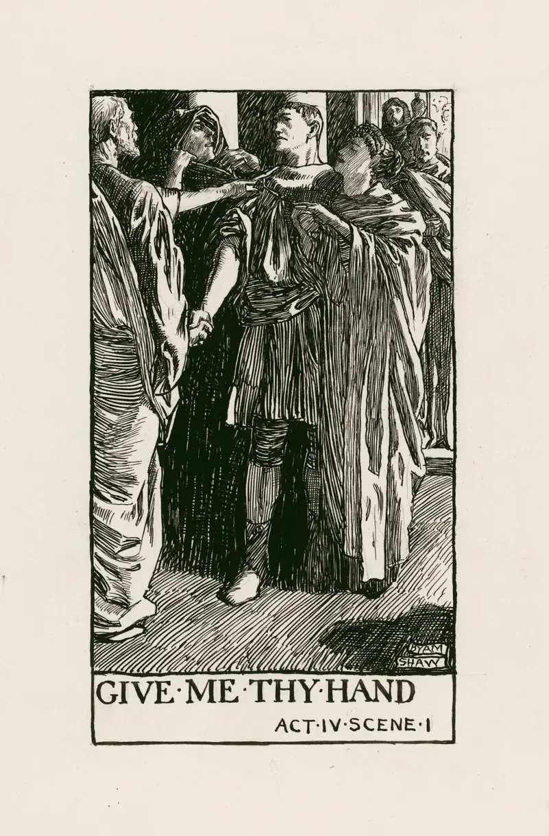 Coriolanus; Ge mig din hand Akt IV Scen I av Byam Shaw
