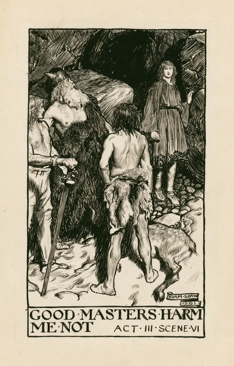 Cymbeline; Good masters harm me not Act III Scene VI av Byam Shaw