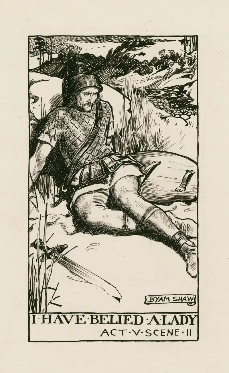 Cymbeline; jag har svikit en dam akt V scen II av Byam Shaw
