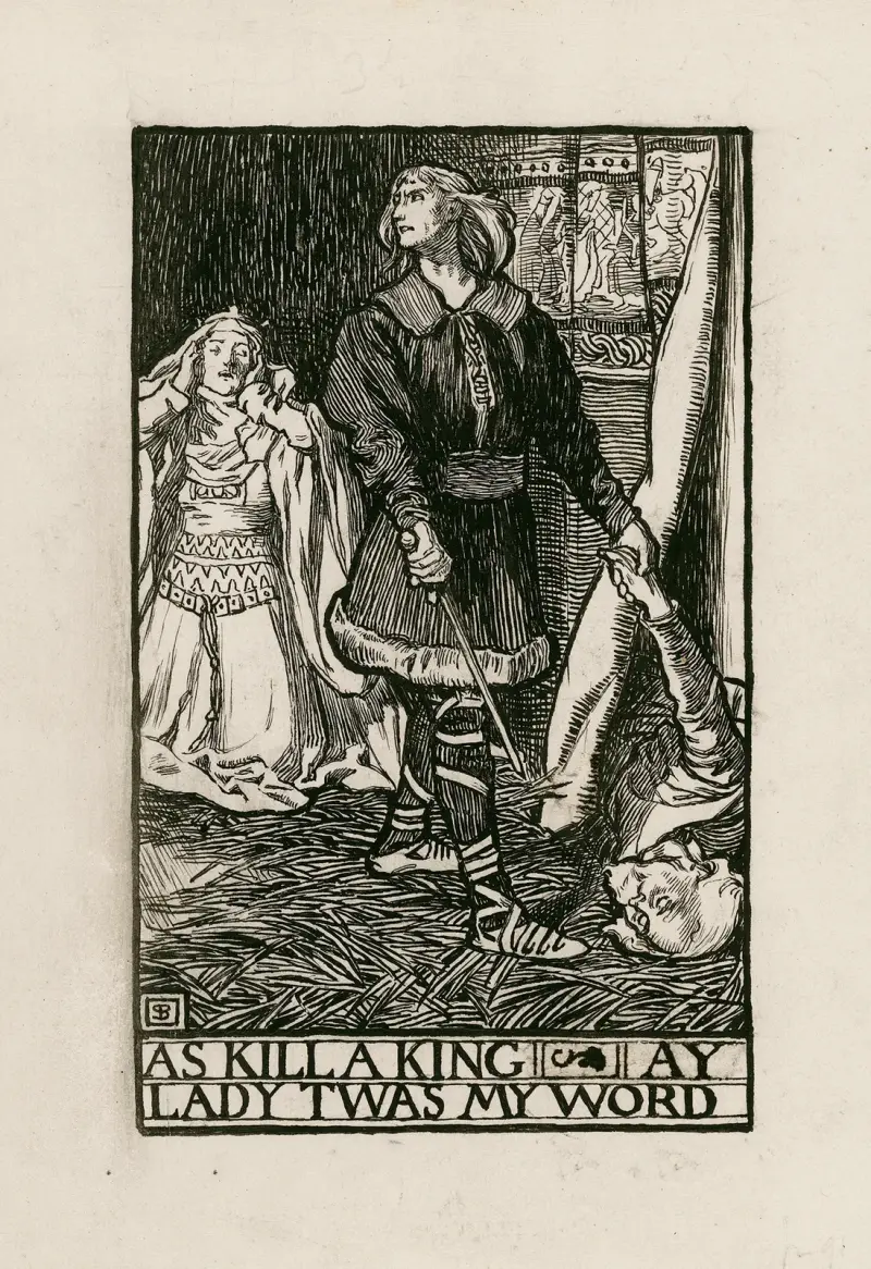Hamlet; Att döda en kung, ja lady, det var mitt ord, akt III scen IV av Byam Shaw