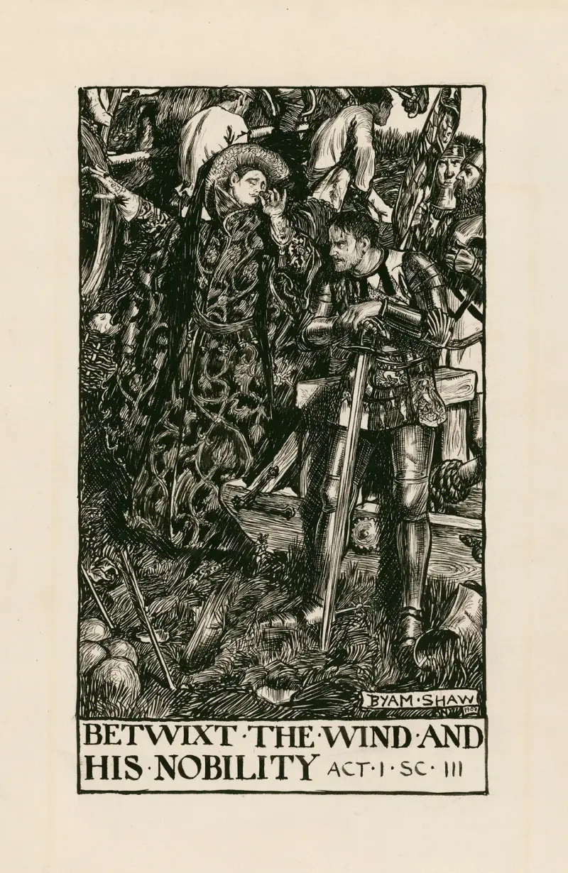 Heinrich IV., Teil 1; Betwixt the wind and his nobility, Akt I, Szene III von Byam Shaw