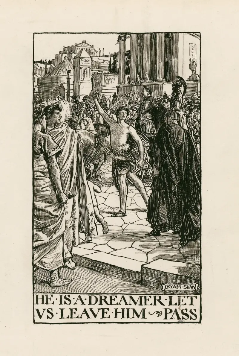 Julius Caesar; Han är en drömmare, låt honom passera, akt I scen II av Byam Shaw