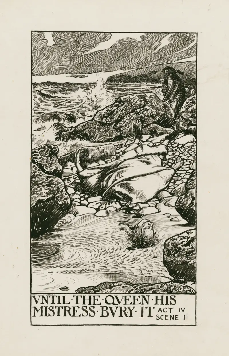 Kung Henrik VI, del 2; Tills drottningen, hans älskarinna, begraver det, akt IV scen I av Byam Shaw