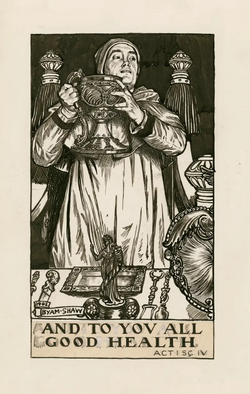 Henryk VIII; I wam wszystkim dobrego zdrowia, akt I, scena IV, Byam Shaw