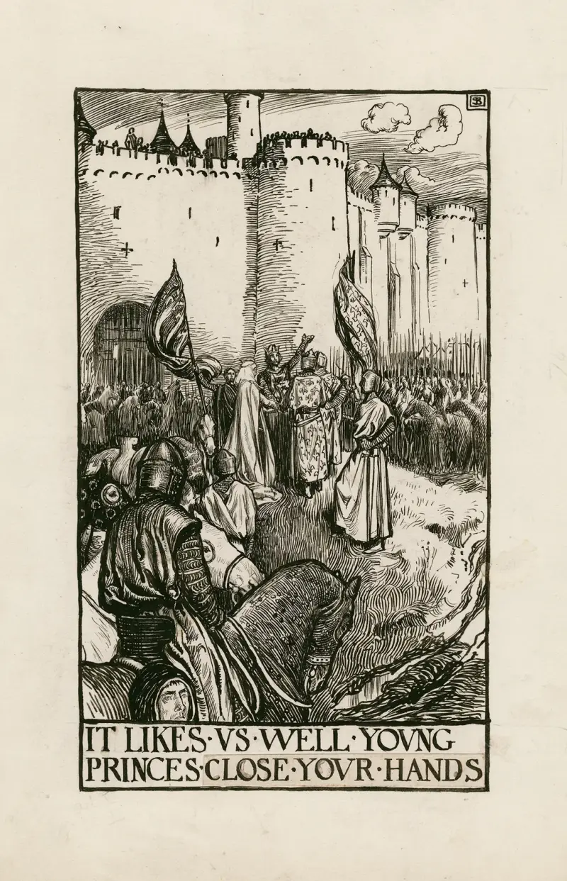 King John; It likes us well young princes, close your hands av Byam Shaw