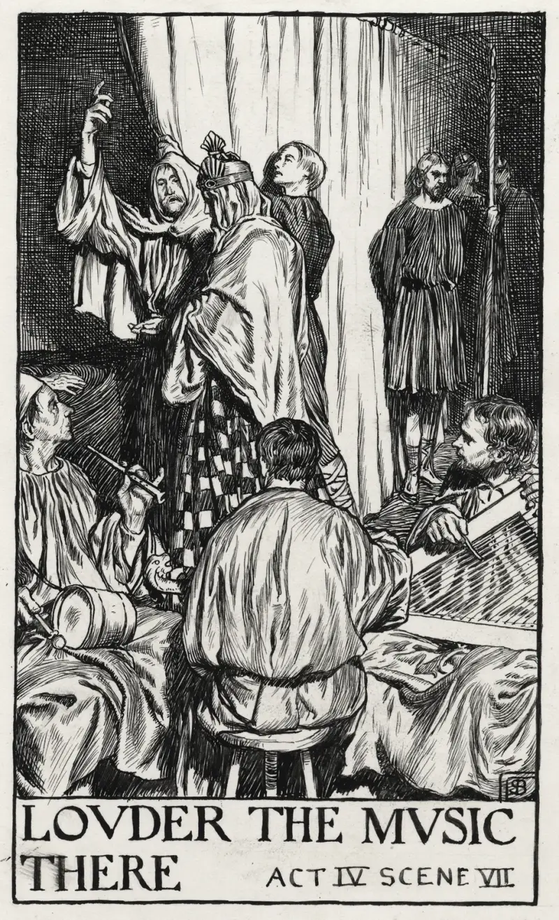 Kung Lear; Högre musiken där akt IV scen VII av Byam Shaw