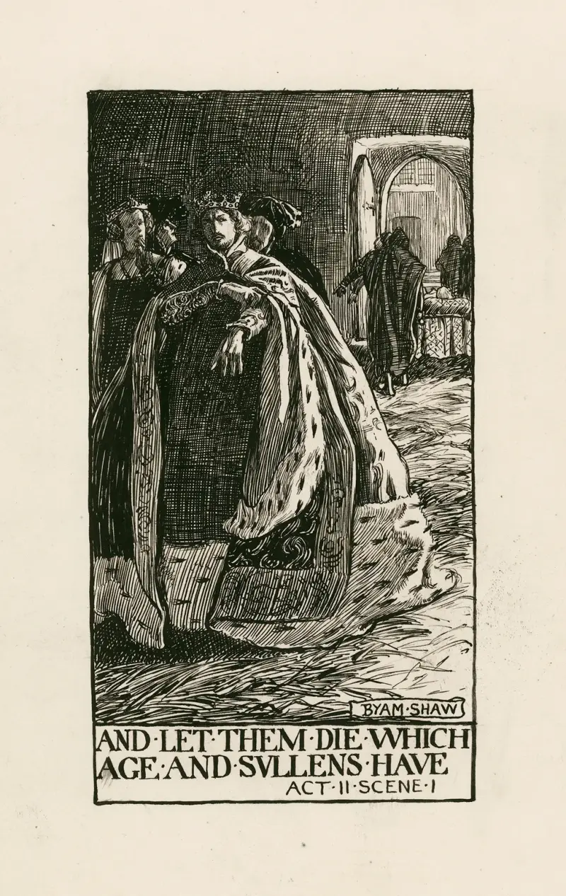 Kung Richard II; Låt dem dö som ålder och vresighet har, akt II scen I av Byam Shaw