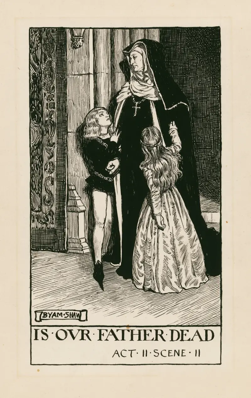 König Richard III.; Ist unser Vater tot, Akt II, Szene II von Byam Shaw