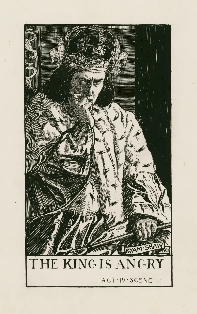 Kung Richard III; Kungen är vred akt IV scen II av Byam Shaw