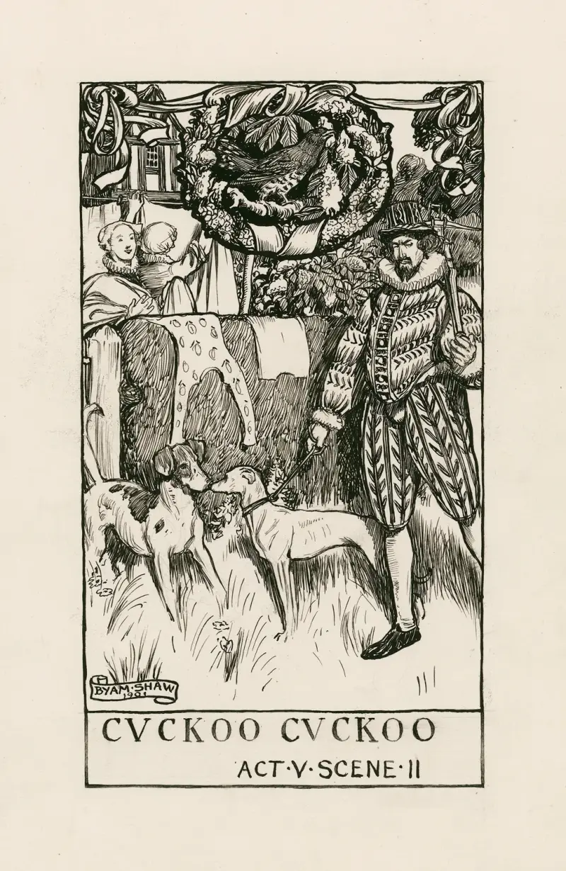 Kärlekens möda förgäves; Göken gök Act V Scene II av Byam Shaw
