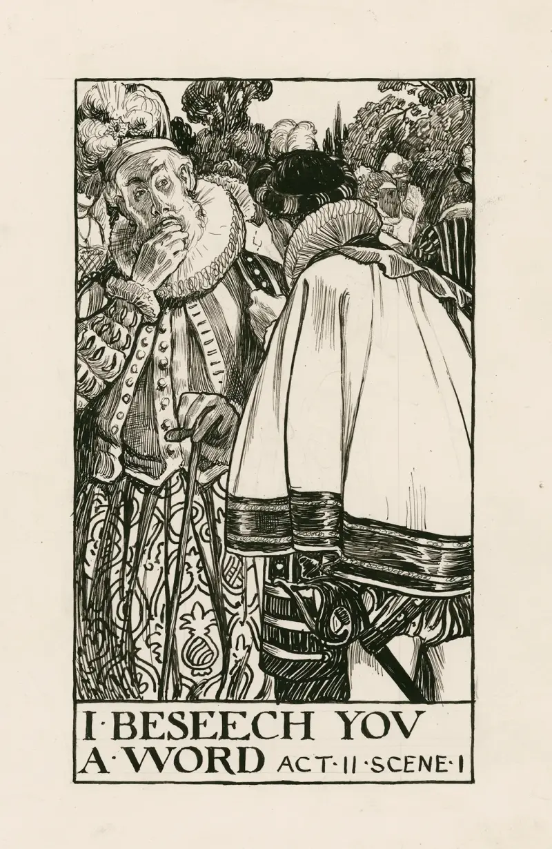 Förgäves kärleksmöda; Jag ber er om ett ord, akt II scen I av Byam Shaw