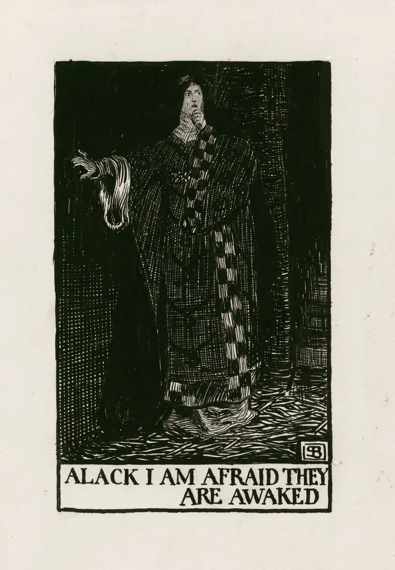 Macbeth; Alack i am afraid they are awaked Act II Scene II av Byam Shaw