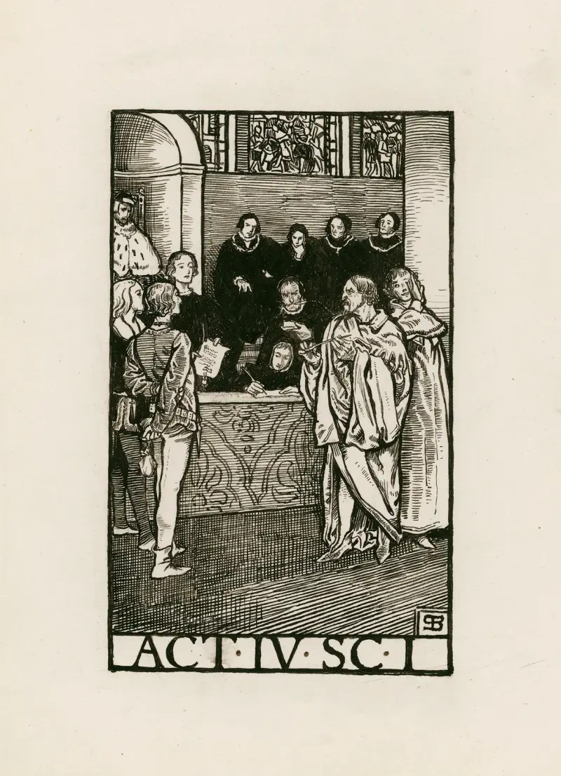 Kupiec wenecki; akt IV scena I, Byam Shaw